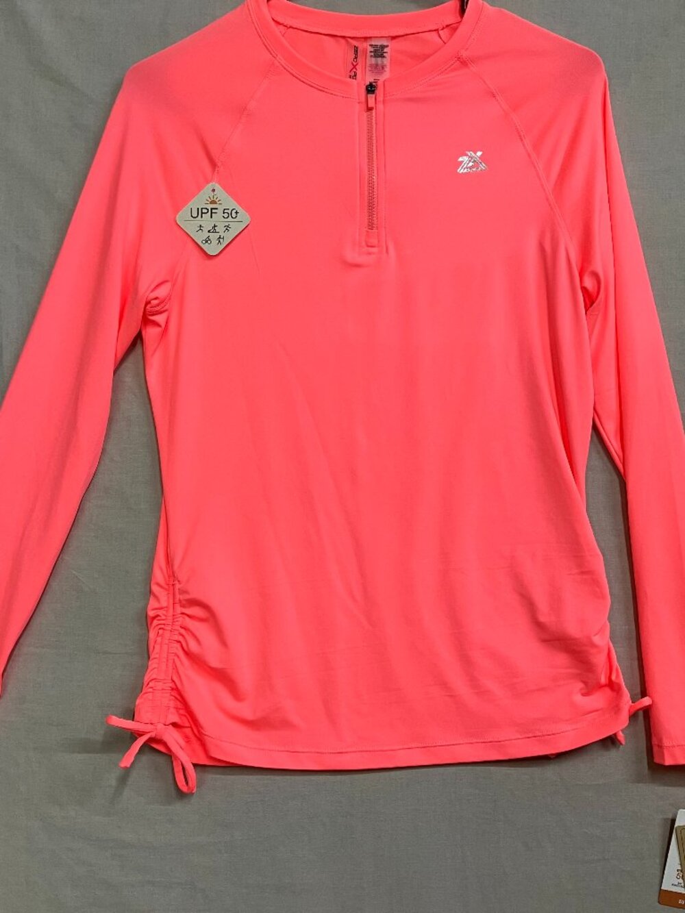 ZeroXposur Sun Smart Swim Shirt Women S Coral Scallop UPF 50+ Zip Rash Guard